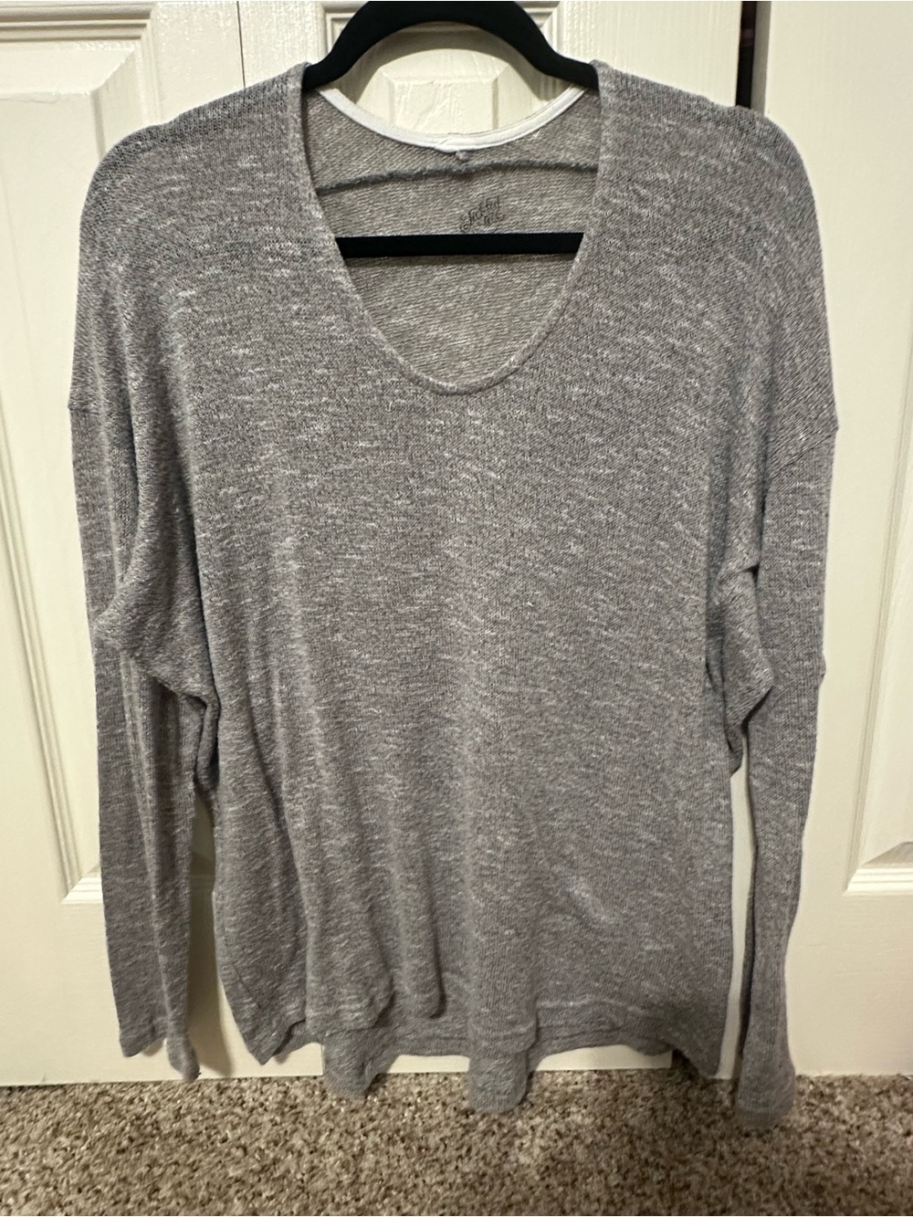 Tickled Teal Lightweight Grey V-Neck Sweater